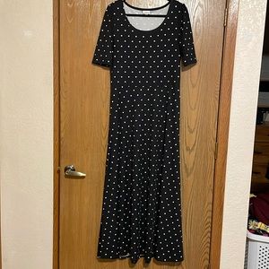 LuLaRoe Ana Dress size XL Black Polka Dot